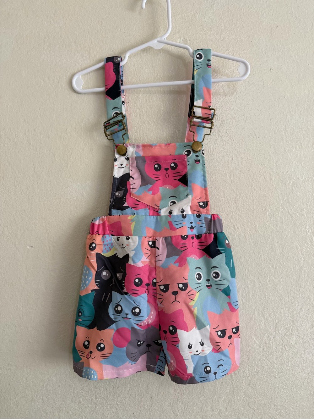 Cat Print Girls Overalls Romper
